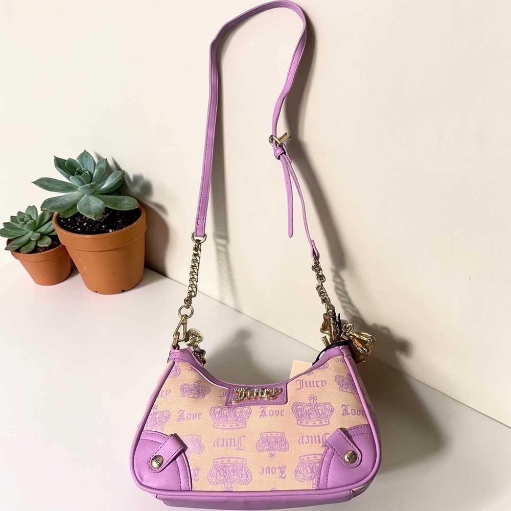 Juicy Couture Shoulder‎ Bag Womens Lavender Purple New Monogram Y2K Crossbody
